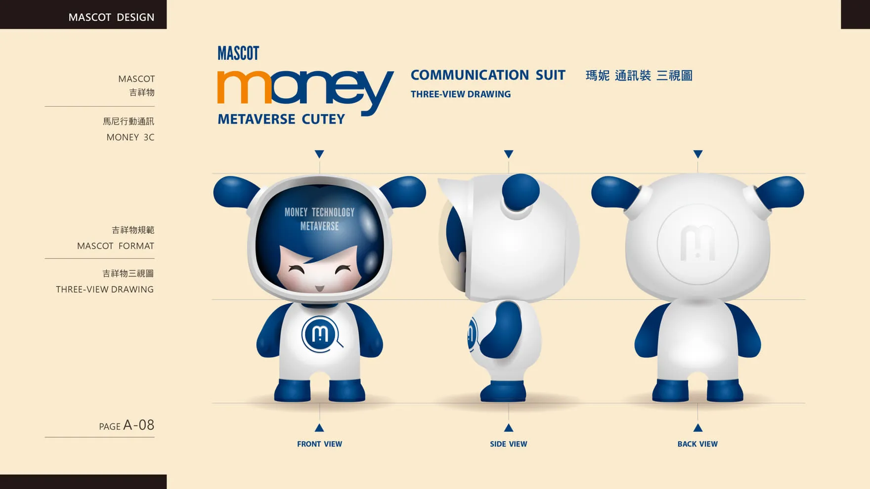 馬尼行動通訊品牌吉祥物設計三視圖繪製設定 Mascot Threeview Drawing
