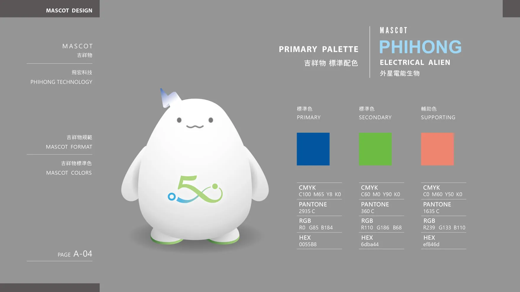 飛宏科技企業吉祥物設計標準色設定 Mascot Primary Palette